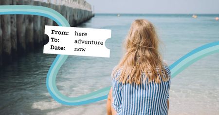 Ontwerpsjabloon van Facebook AD van Girl dreaming about Travels