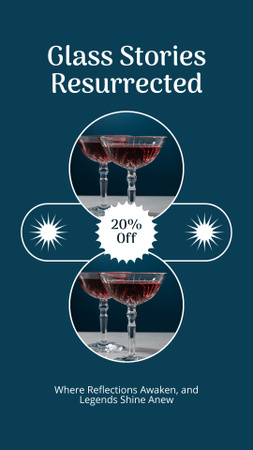 Plantilla de diseño de Oferta de copas de vino restauradas a precios reducidos Instagram Story 