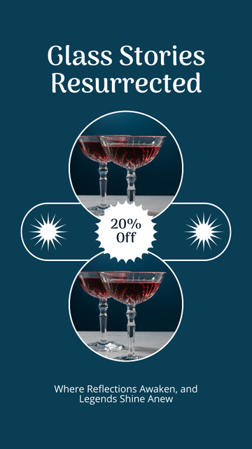 Restored Wineglasses At Discounted Rates Offer Instagram Story Design Template
