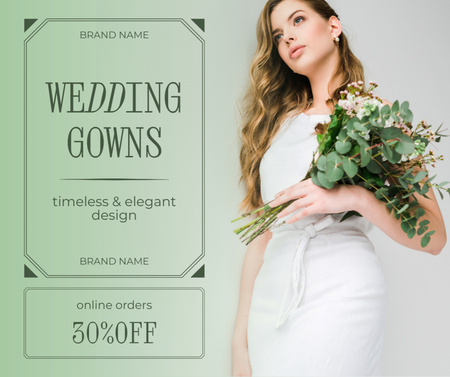 Venda de vestidos de noiva com design elegante Facebook Modelo de Design