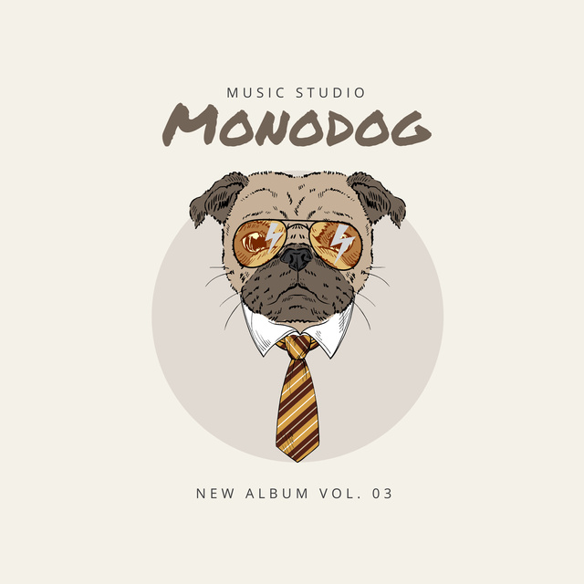 Template di design New Studio Album with a drawn Dog Album Cover