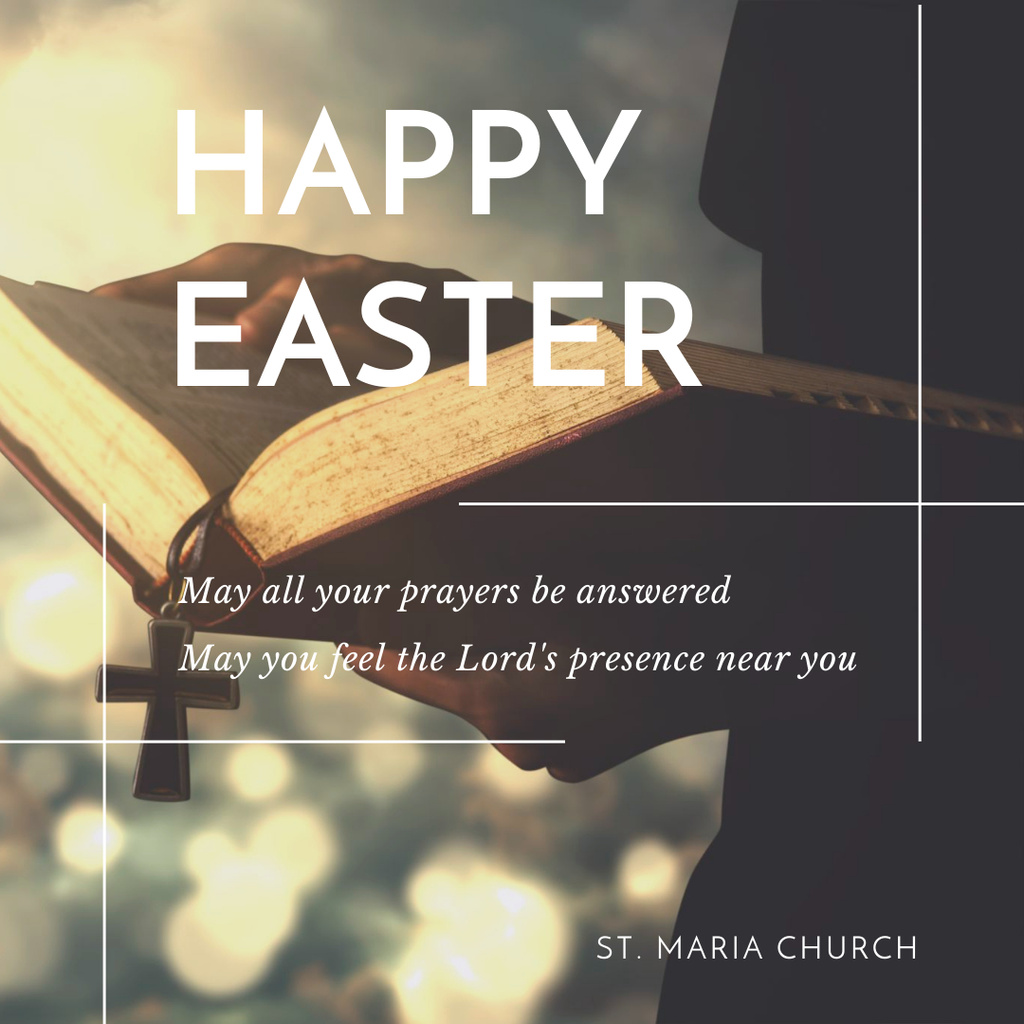 Designvorlage Happy Easter Day in church für Instagram