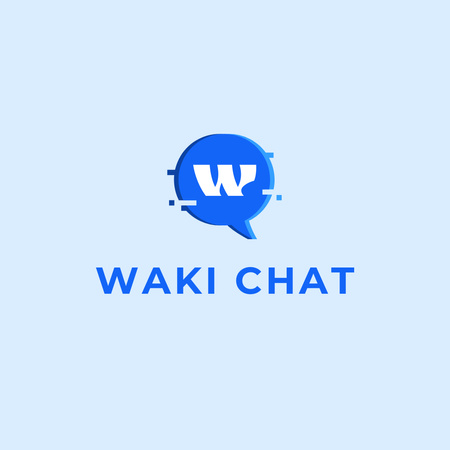 Waki Chat エンブレム ブルー Logo 1080x1080pxデザインテンプレート