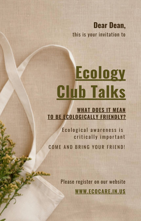 Eco Club Talks Announcement Invitation 4.6x7.2in Design Template