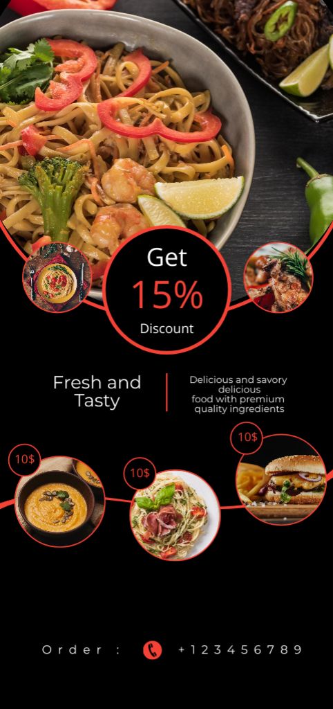 Template di design Restaurant Offer Tasty Food and Seafood Flyer DIN Large