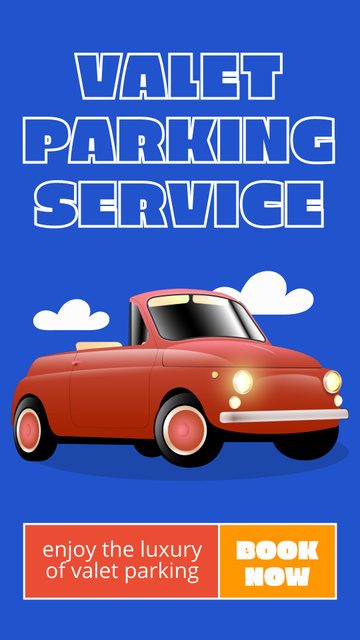 Valet Parking Services with Cute Cabriolet Instagram Story tervezősablon