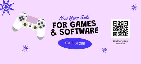 Platilla de diseño New Year Sale of Gaming Software Coupon 3.75x8.25in