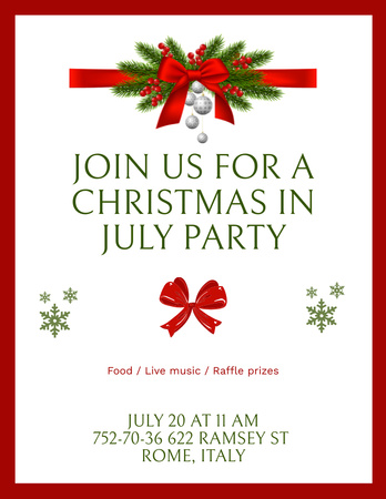 July Christmas Party Announcement Flyer 8.5x11in Design Template
