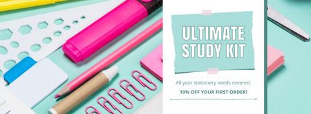 Discount On Stationery For Studying Facebook cover Design Template
