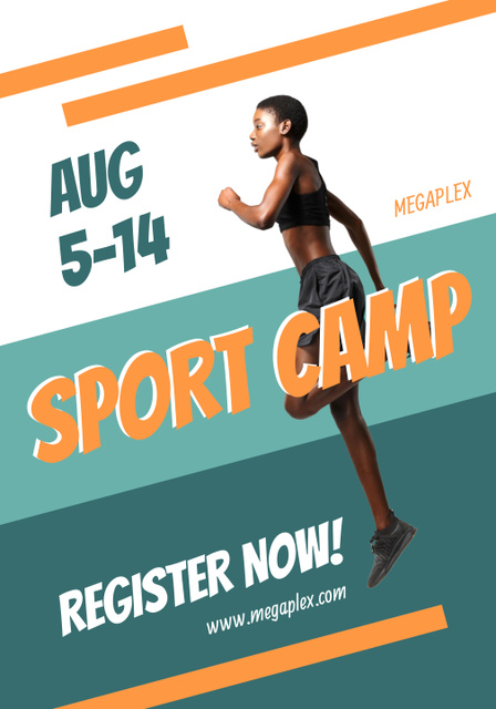 Registering for Sports Camp In August Poster 28x40in Šablona návrhu
