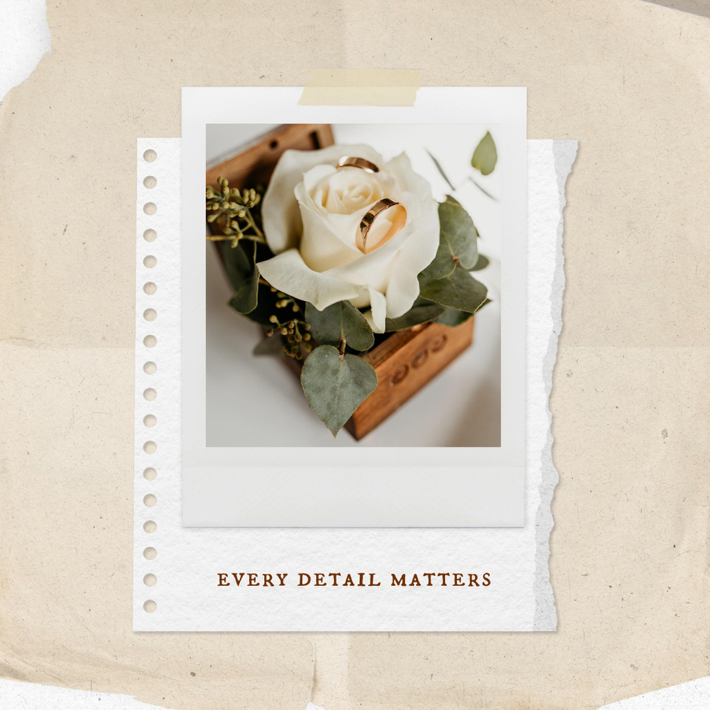 Plantilla de diseño de Wedding Celebration with Cute Wooden Box with Flower Instagram 