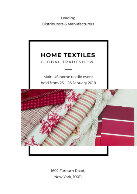 Home Textiles Global Event Announcement Flyer A5 Modelo de Design
