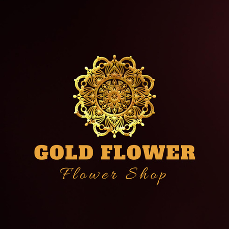 Plantilla de diseño de Publicidad de floristería con emblema dorado Animated Logo 