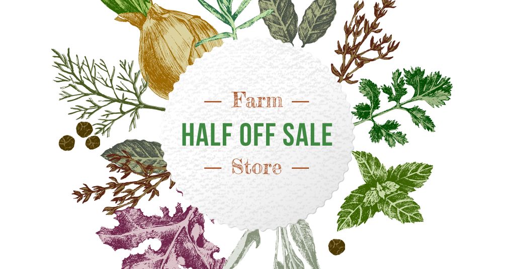Plantilla de diseño de Farm Natural Herbs Frame Facebook AD 