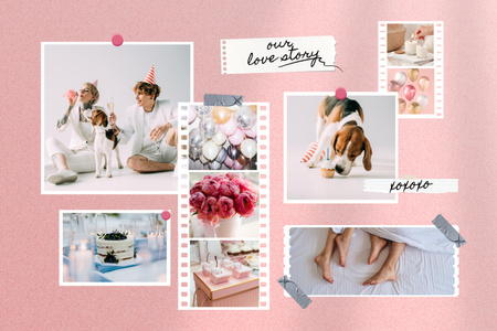 Whimsical Birthday Holiday Celebration With Dog Mood Board Design Template