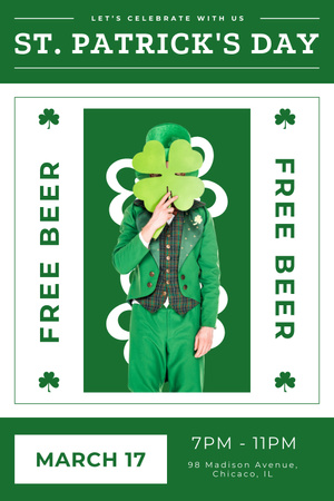 Ontwerpsjabloon van Pinterest van Free Beer at St. Patrick's Day Party