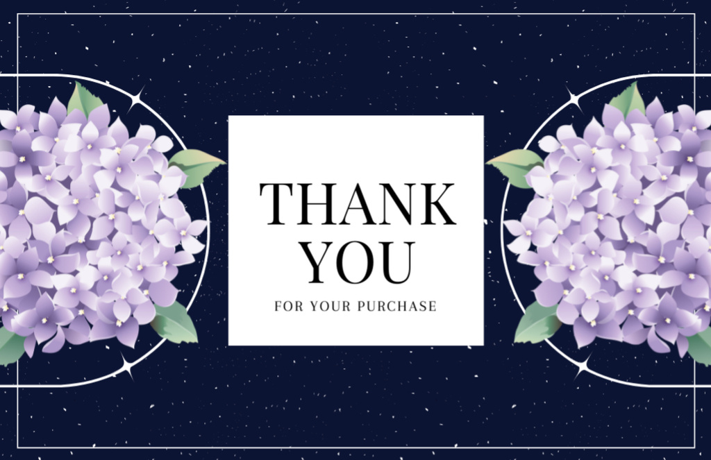 Thank You for Your Purchase Message with Hydrangea Flowers Thank You Card 5.5x8.5in Design Template