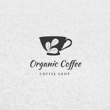 Kavárna nabízí organickou kávu Logo Šablona návrhu