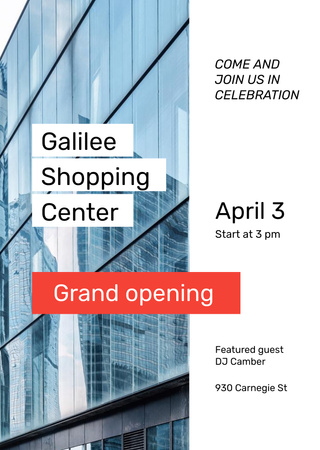 Grand Opening Shopping Center Glass Building Flyer A6 Design Template