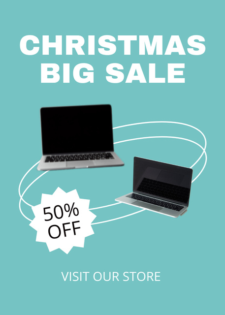 Christmas Sale of Electronics Blue Flayerデザインテンプレート