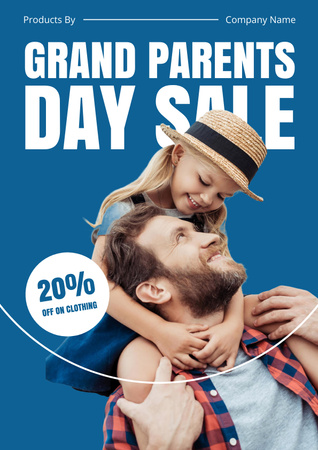 Parent's Day Sale with Discount in Blue Poster Design Template