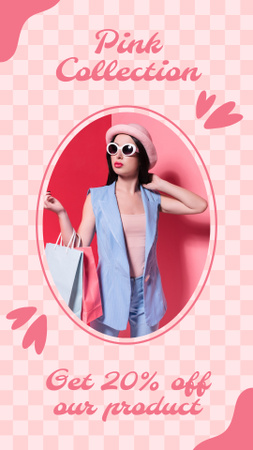Designvorlage Rabatt auf rosa Kleidung und Accessoires für Instagram Story