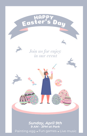 Illustration of Happy Easter Day Invitation 4.6x7.2in Design Template