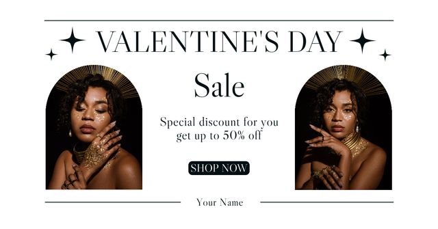 Valentine's Day Sale Ad with Gorgeous Woman Facebook AD tervezősablon