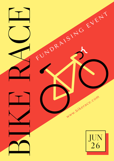 Charity Bike Ride in Yellow Poster Design Template
