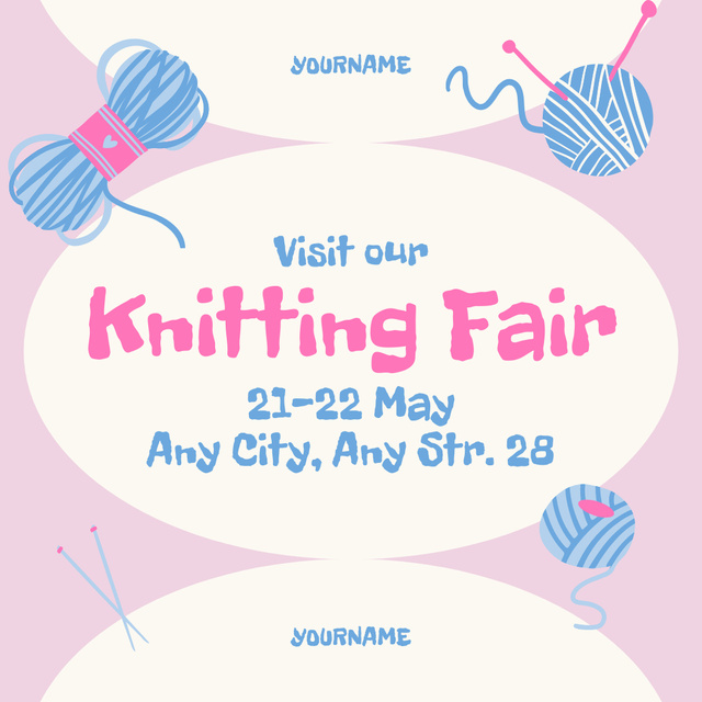 Ontwerpsjabloon van Instagram van Knitting Fair Announcement on Pink