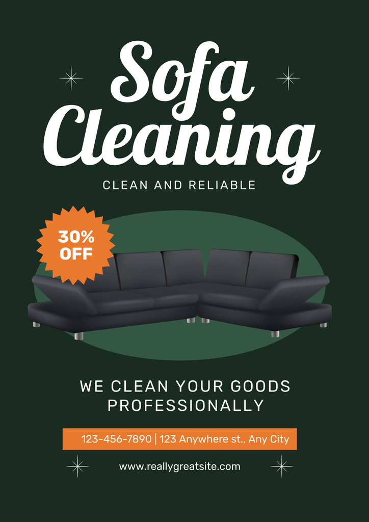 Discount Offer on Sofa Cleaning Poster Modelo de Design