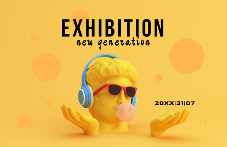Ontwerpsjabloon van Flyer 5.5x8.5in Horizontal van Aankondiging van innovatieve kunsttentoonstelling met hoofdsculptuur