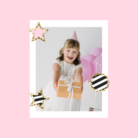 Cute Girl celebrating Birthday Photo Bookデザインテンプレート