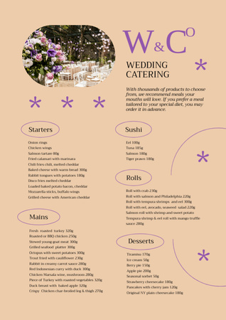 Wedding Catering Services Offer Menuデザインテンプレート