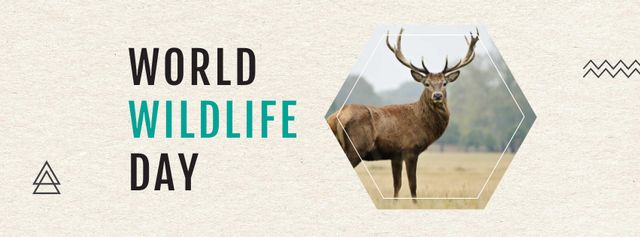 Wildlife Day Announcement with Deer Facebook coverデザインテンプレート