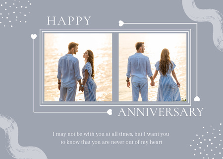Wedding Couple Celebrating Anniversary Card Design Template