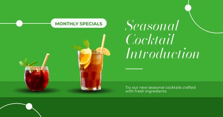 Special Monthly Offer on New Seasonal Cocktails Facebook AD Design Template