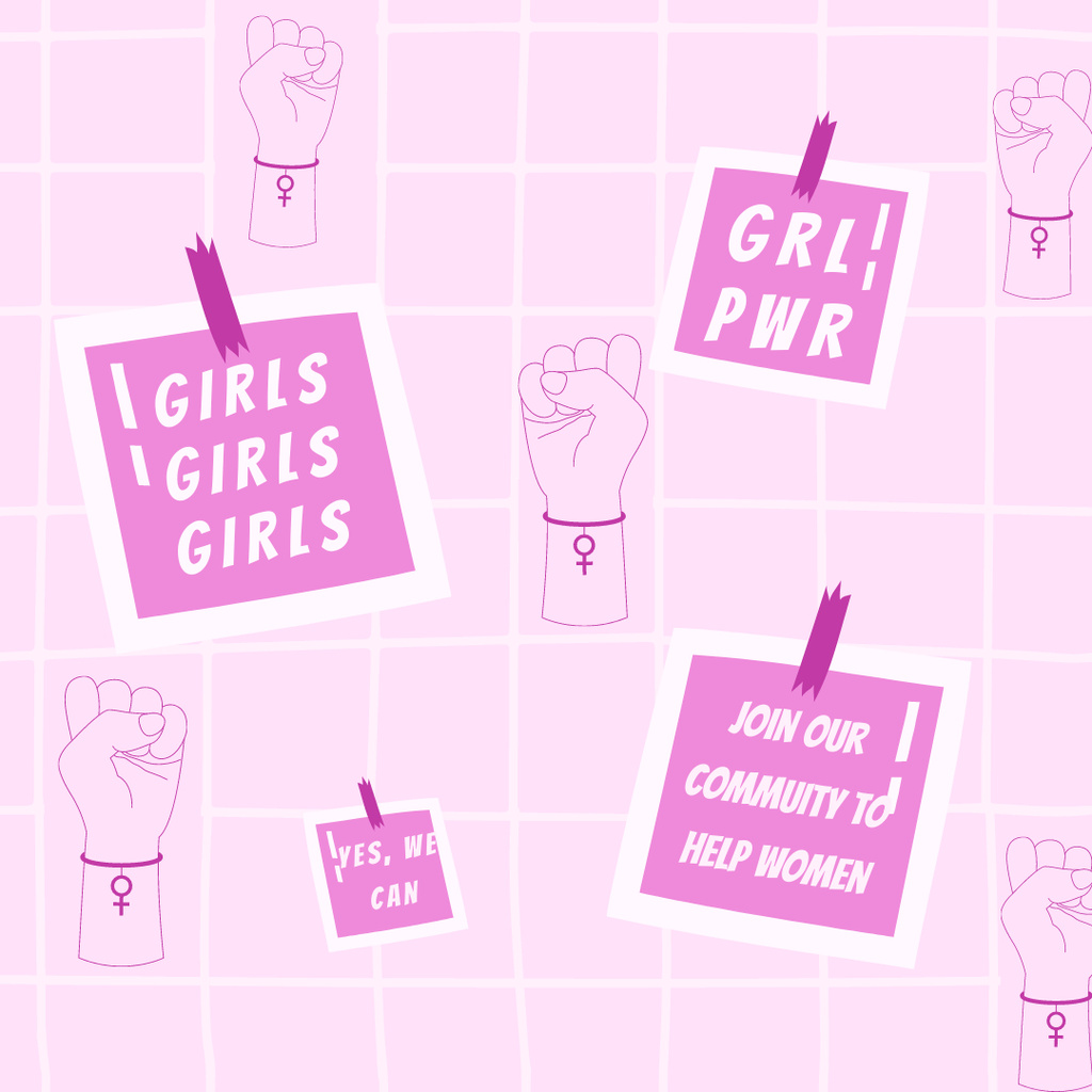 Designvorlage Women's Support Announcement with Fists für Instagram AD