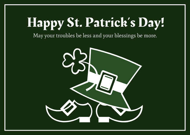 St. Patrick's Day Wishes with Hat and Shoes Card Modelo de Design