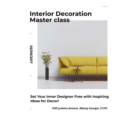 Interior decoration masterclass with Sofa in yellow Facebook tervezősablon