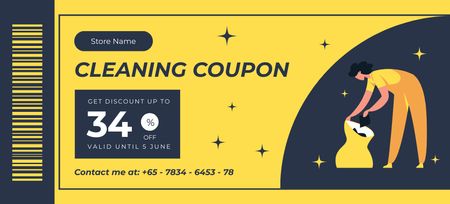 Special Voucher on Cleaning Services Coupon 3.75x8.25in Design Template
