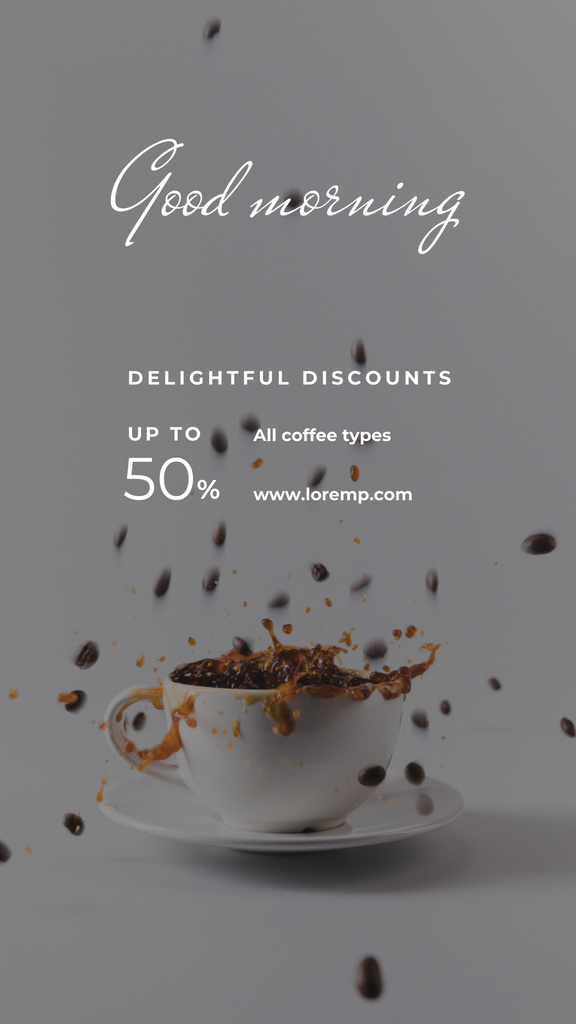 Designvorlage Cup with Latte for good morning für Instagram Story