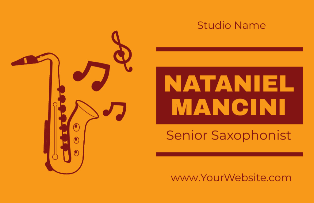 Contact Details of Senior Saxophonist Business Card 85x55mm – шаблон для дизайну