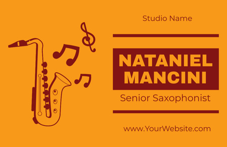 Plantilla de diseño de Datos de contacto del saxofonista senior Business Card 85x55mm 