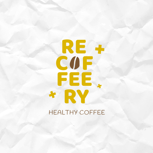 Healthy Coffee Promotion With Coffee Bean In White Logo Modelo de Design