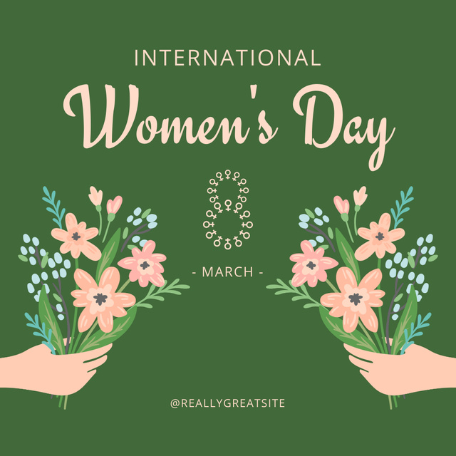 International Women's Day Greeting with Bright Flowers Instagram Design Template