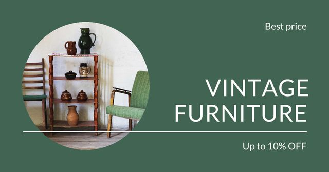 Vintage Furniture Shop Ad Antique Cupboard Facebook AD Tasarım Şablonu