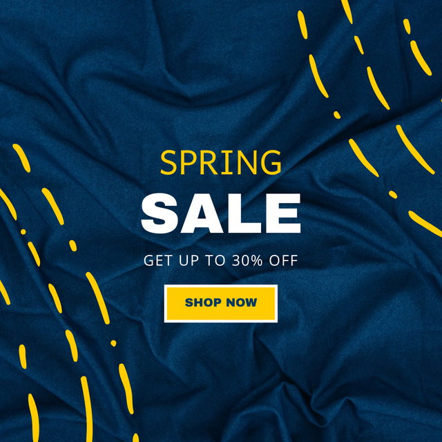 Spring Sale Announcement on Blue Instagram AD – шаблон для дизайну