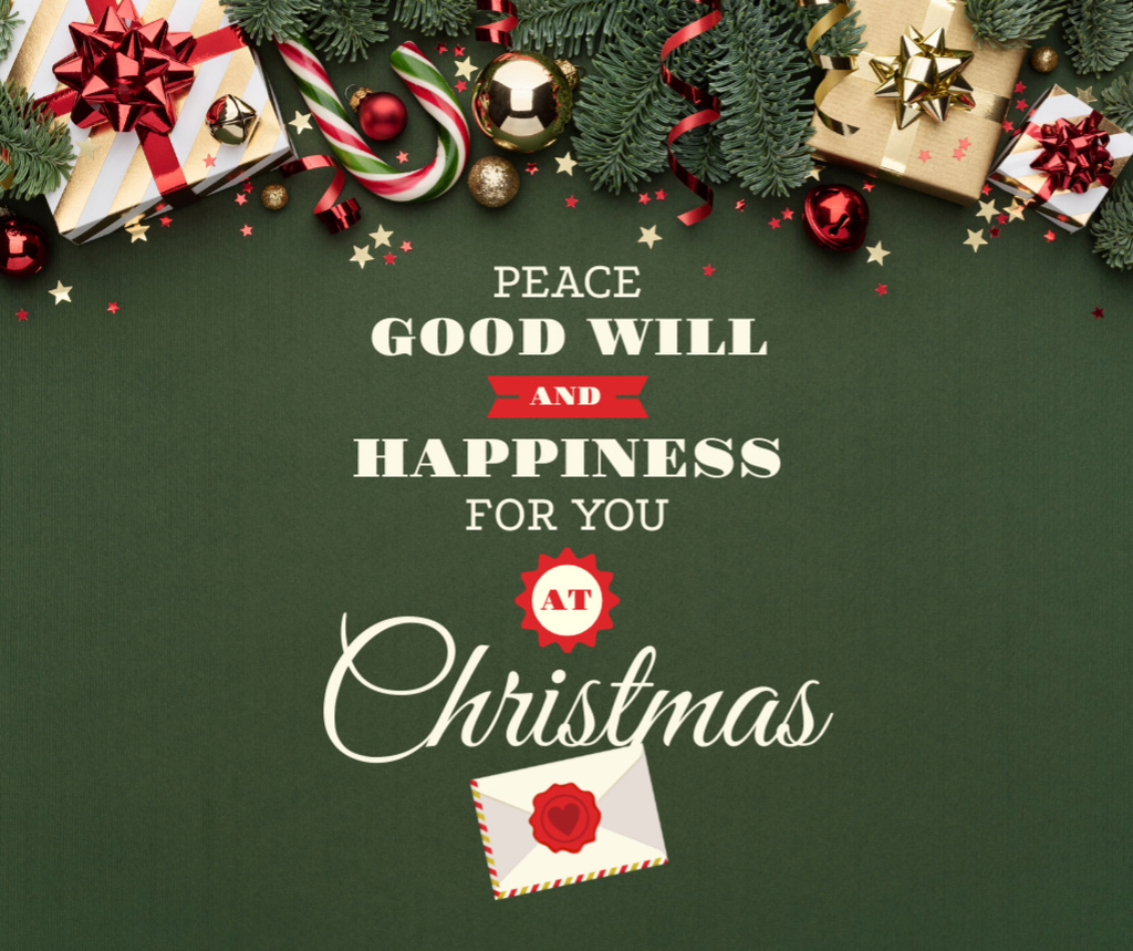 Merry Christmas Letter in Winter Facebook Modelo de Design