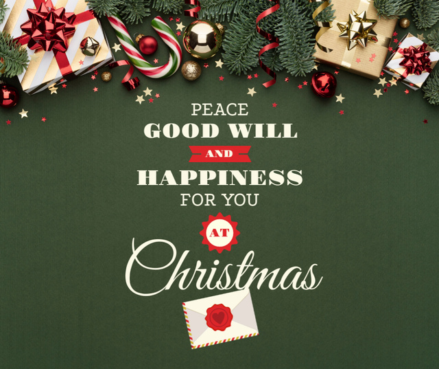 Modèle de visuel Merry Christmas Letter in Winter - Facebook
